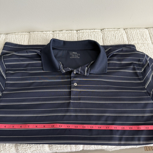PGA Tour Men's Blue Striped Polo Sz XXL Athleisure Casual Basic Essential Basic - Picture 10 of 14